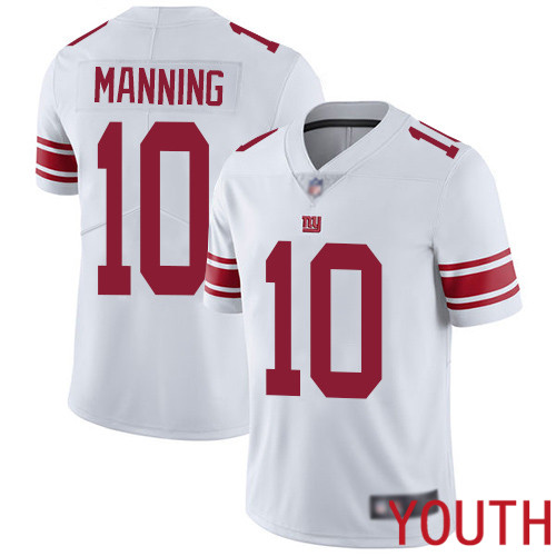 Youth New York Giants #10 Eli Manning White Vapor Untouchable Limited Player Football NFL Jersey->youth nfl jersey->Youth Jersey